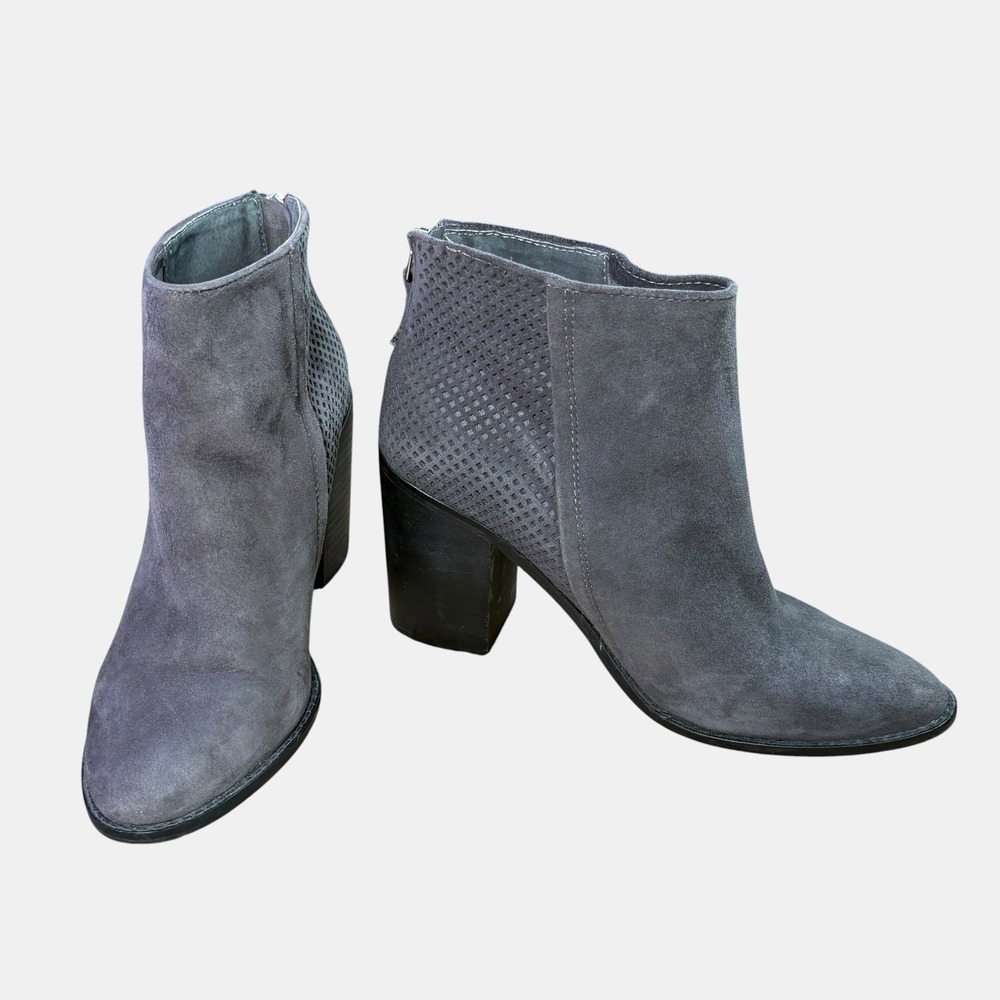 Steve Madden Replay Gray Suede Perforated Leather Ankle Booties Women's Size 10M